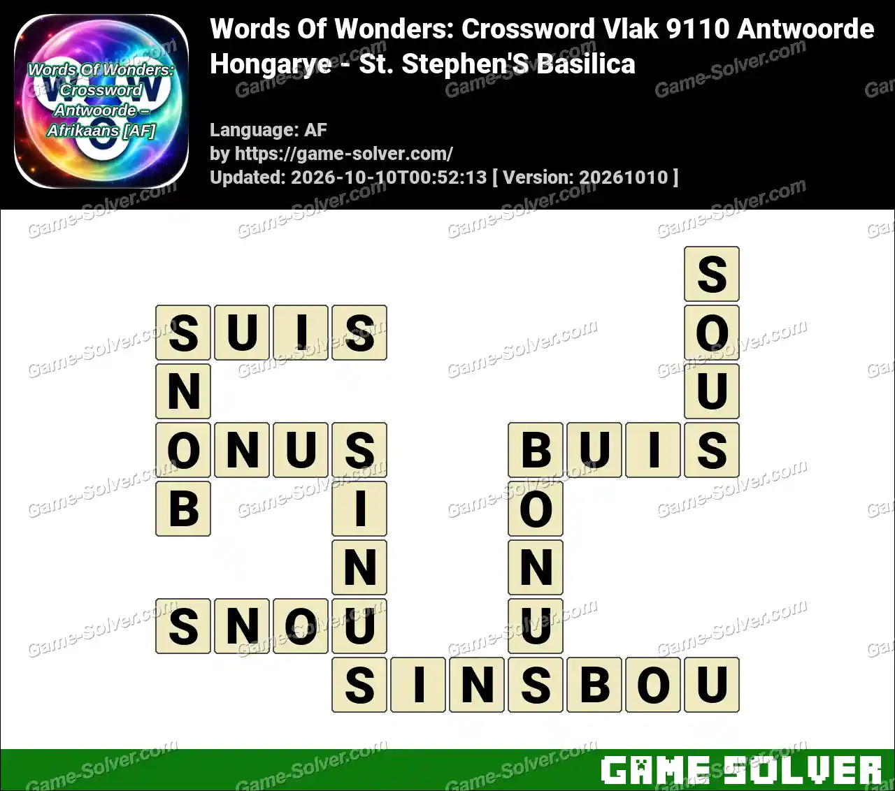 Words Of Wonders: Crossword Vlak 9110 Antwoorde – Hongarye – St. Stephen’S Basilica
